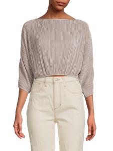 Плиссированный укороченный топ со складками Renee C., бежевый