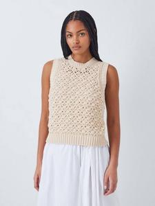 Льняная майка pointelle в богатом деревенском стиле John Lewis, кремовый