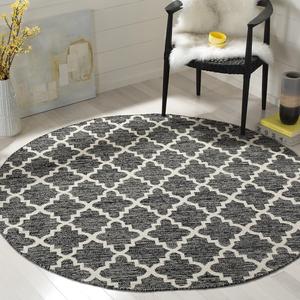 Ковер SAFAVIEH, 183 x 183 см, Montauk Collection Black/Ivory MTK810D ручной работы из хлопка