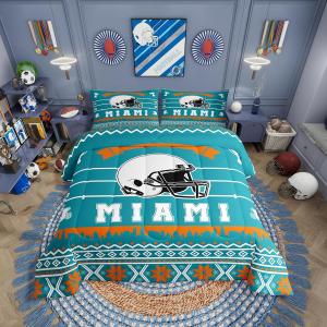 Erosebridal Комплект постельного белья Football City с футбольной тематикой, цвета морской волны, белый и оранжевый, Teal White Orange