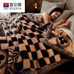 Fuanna Плед двойной толщины 180x220 см, вес 3 кг, двусторонний флис, цвет Biaotang Fengqing - Coffee
