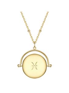 Glanzstücke München Колье со знаком зодиака Рыбы, серебро 925 пробы с кубическим цирконием в оправе из желтого золота