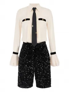 Ромпер с пайетками и завязками Elisabetta Franchi, белый