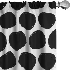 Шторы ABAKUHAUS в горошек, мазки кисти, хипстерская тема, точки в виде шероховатых круглых фигур, фоновая тема, 2 штуки, 75 x 225 см, черно-белые Abakuhaus