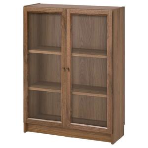 Книжный шкаф с дверцами BILLY/OXBERG IKEA, 80x30x106 см, цвет brown/walnut effect