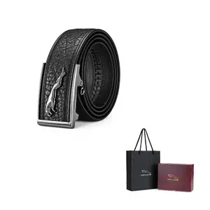 JAGUAR Кожаный ремень с автоматической пряжкой для делового стиля, Black