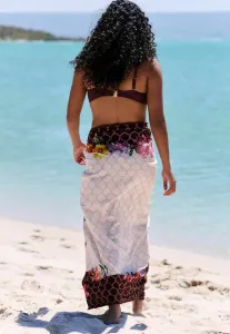 Пляжные накидки с геометрическим цветочным принтом, стандартного кроя. B By Ted Baker, Ecru/Chocolate