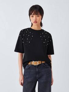 Футболка с имитацией жемчужных страз AND/OR, Black
