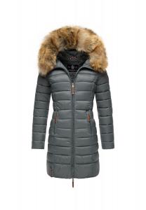 Стеганое пальто с розовым узором MARIKOO, цвет Stormy Blue