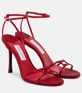 Сатиновые сандалии Leo 100 Jimmy Choo, Ruby Red