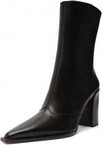 Женские модные ботильоны Miss Left с заостренным носком, боковой молнией, на высоком толстом каблуке, для вечеринок и мероприятий, удобные короткие ботинки, размеры 4-16 США, Black