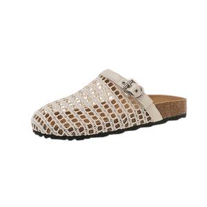 NANJIREN Женские закрытые тапочки с вырезом, плетеные, бесшумные, устойчивые к запахам, износостойкие, быстросохнущие, цвет экрю, цвет Ecru