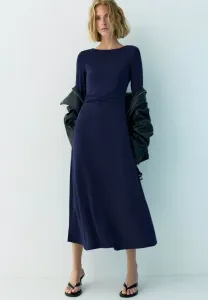 Платье-Миди из трикотажа с драпировкой Pull&Bear, Dark Blue
