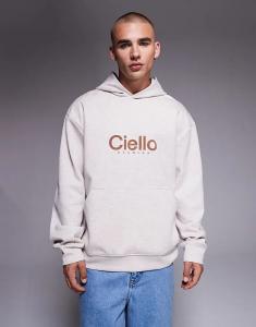 Толстовка свободного кроя ASOS DESIGN с принтом на груди в меланжевом овсяном цвете