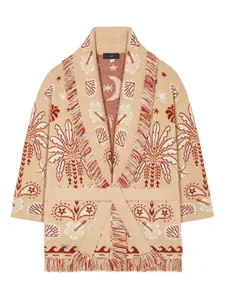 Кардиган-пальто Echoes of the Island с бахромой Alanui, нейтральный