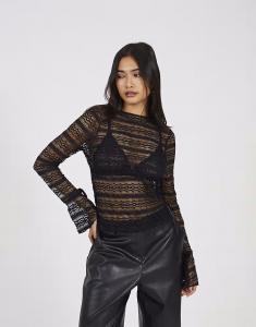 Кружевной топ с длинными рукавами черного цвета Brave Soul