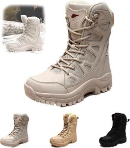 Зимние мужские ортопедические ботинки, водонепроницаемые, против вывихов, с глубоким протектором, резиновая подошва, для походов на открытом воздухе, удобные Generic, бежевый