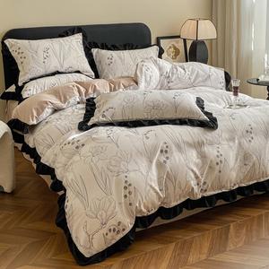 FUANNA Комплект постельного белья, 4 предмета, простыня на резинке, 150 см, цвет Luoyin