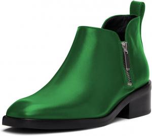 Женские ботильоны YDN с круглыми носками, на низком массивном каблуке, ботинки Челси с боковыми молниями, нарядная офисная обувь, размер 4-15 US, Green