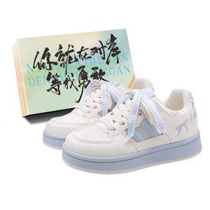 JimiXiong Дышащие женские скейтерские кеды низкие бежево-голубые с коробкой, цвет Beige Blue+Shoe Box