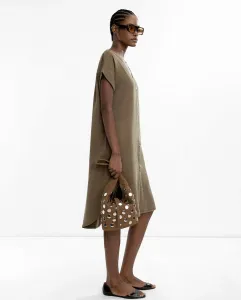 Короткий рукав миди платье-рубашка в однотонном цвете Parfois, хаки