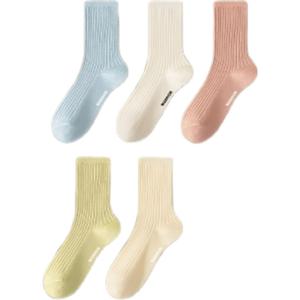 Унисекс носки Mid Calf WARRIOR, 5 pack[белый+розовый+желтый+зеленый+синий]