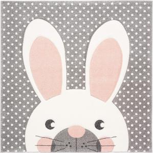 Ковер SAFAVIEH, 92 x 92 см, Carousel Kids Collection, розовый и серый, дизайн с ушками кролика, без линьки и простой в уходе, идеален для помещений с высокой проходимостью для мальчиков и девочек в игровой комнате, детской, спальне (CRK168P)