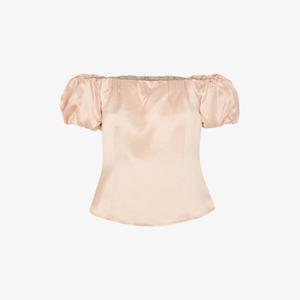 Топ Julia bardot из атласа с оборками на рукавах Whistles, бежевый