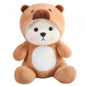 Медведь в шляпе костюм капибары кукла трансформация плюшевая кукла 25см/42см/56см высота KUMAOYA