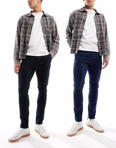 Комплект из 2 узких брюк чинос черного и темно-синего цветов Asos Design