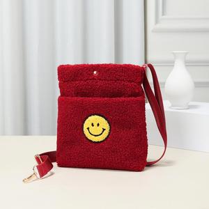 Улыбка Удлиненная Шерпа Прямоугольная Сумка через плечо FASHNZFAB, Burgundy