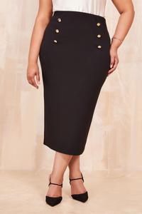 Юбка миди с пуговицами спереди Curves Like These, черный