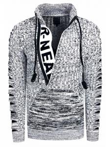 Белый свитер толстой вязки с воротником-стойкой и застежкой-молнией на 1/2 дюйма Rusty Neal