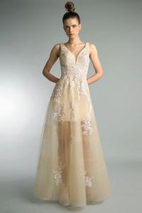 Вечернее платье без рукавов с вышивкой Basix Black Label, Champagne