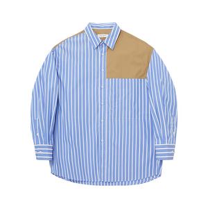 Мужская рубашка с квадратным воротником, средней жесткости, другие Nans Studio, синий stripe/синий stripes