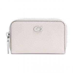Coach Женский держатель для карт с застежкой-молнией по периметру, из зернистой кожи, маленький размер, белый