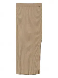 Миди-юбка в рубчик из люрекса Twinset, бежевый