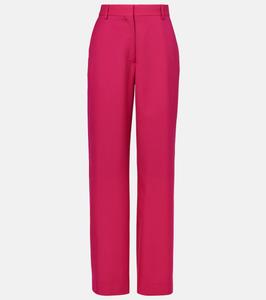 Прямые брюки из шерстяной и мохеровой саржи Dries Van Noten, Fuschia