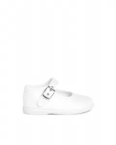 Туфли Мэри Джейн для девочки с тканевой пряжкой Pisamonas, белый