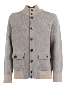 Кардиган из шерсти в рубчик Ballantyne, серый