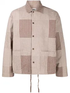 Клетчатая рубашка PJ с длинными рукавами YMC, коричневый