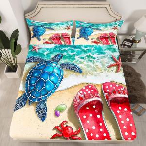 Erosebridal Детский комплект постельного белья с морской тематикой, морские черепахи, радужные жемчужины, легкий материал, Multi 33