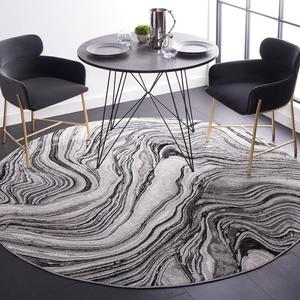Ковер SAFAVIEH, 201 x 201 см, Meadow Collection Round Black/Grey MDW564Z в современном абстрактном стиле