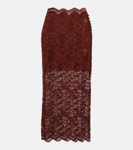 Цветочное кружево миди-юбка Rabanne, Cinnamon Brown