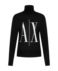 Черный шерстяной свитер Armani Exchange, черный