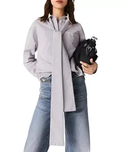 Полосатая рубашка с бантом Maje, синий