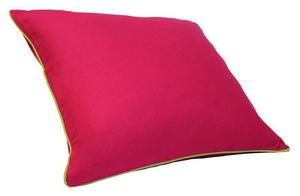 Чехол на подушку Lilly имитация льна с кантом 50х50 неоновый розовый/окантовка салатовый лайм Haus und Deko