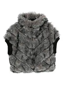 Пальто из искусственного меха с узором "шеврон" Betta Corradi, серый