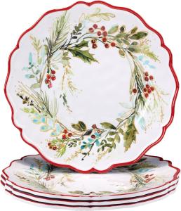 Certified International Christmas Gatherings обеденные тарелки 28 см, набор 4 шт, меламин