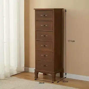 Yu Senyi Комод для гостиной из массива дерева в винтажном стиле, 6 ящиков, коричневый